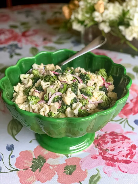 Simple Broccoli Cauliflower Salad will elevate a meal for Kings or refresh a family potluck dinner.  The perfect salad with only six ingredients, including the creamy, tangy dressing.