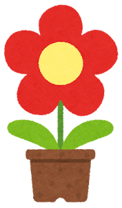 鉢植の花のイラスト（赤）
