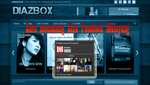 Cara Memasang Like Box Facebook Melayang Di Blog