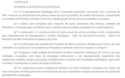 Imagem mostra planejamento do Ministério de Meio Ambiente