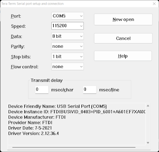 Tera Term Communications Settings for EPEVER Debug