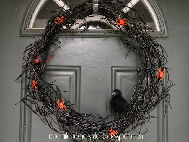 Black Halloween Wreath with Crow