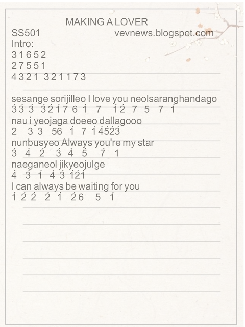 Not Angka Pianika Making a Lover (Sesange Sorry I Love You) - SS501
