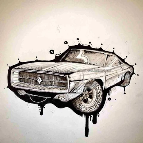 Here is a Drawing Sketch Of Car.