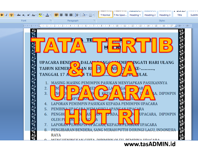 tata tertib upacara HUT RI dan doa