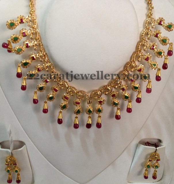 Gemstone Droplets Intricate Necklace