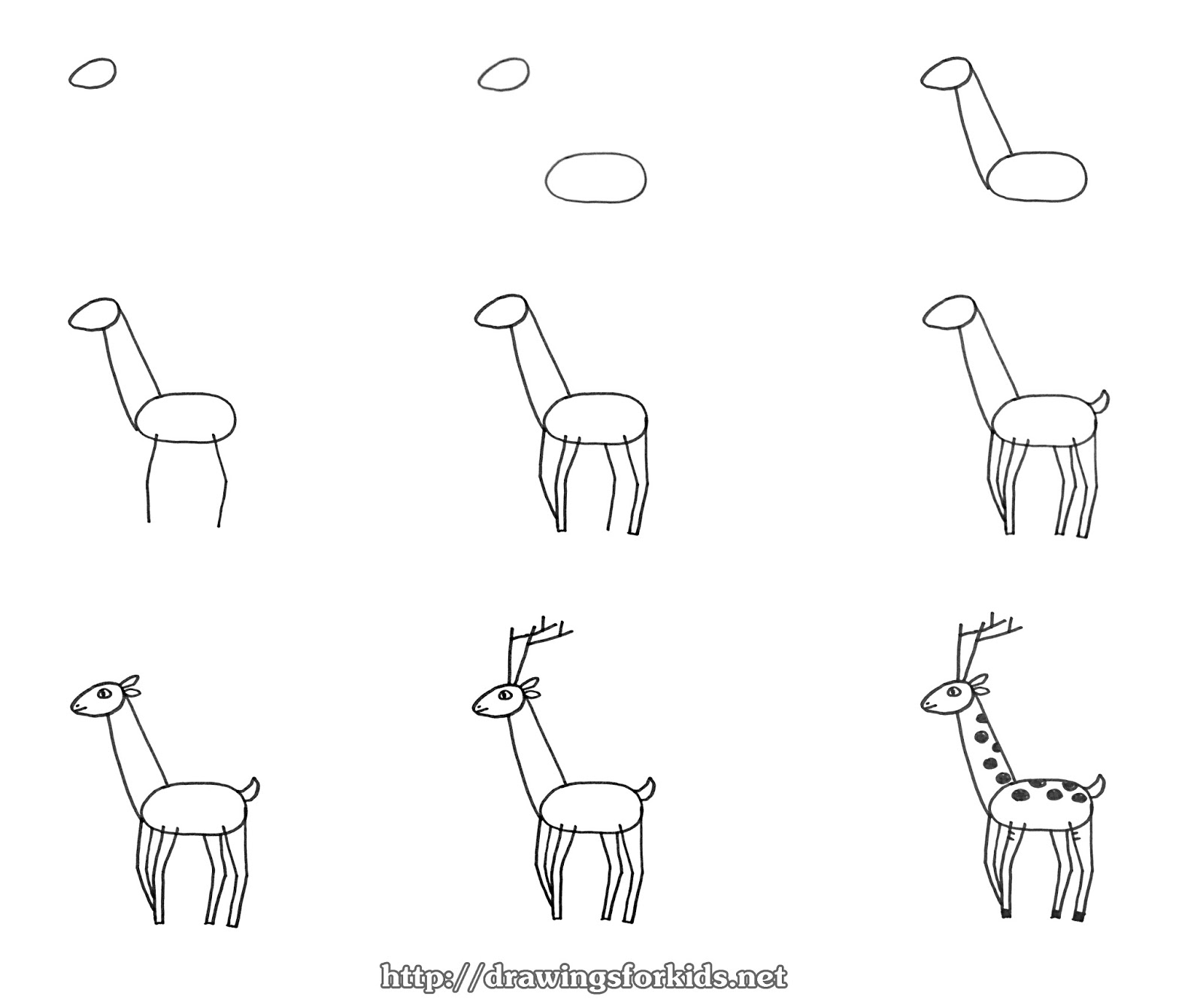 How to draw a Deer for kids - drawingsforkids.net