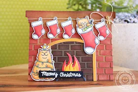 Sunny Studio Stamps: Cat Lovers Hop Fireplace Dies and Santa's Helpers Fireplace Card by Eloise Blue