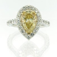 Yellow Pear Shape Diamond Engagement Anniversary Ring