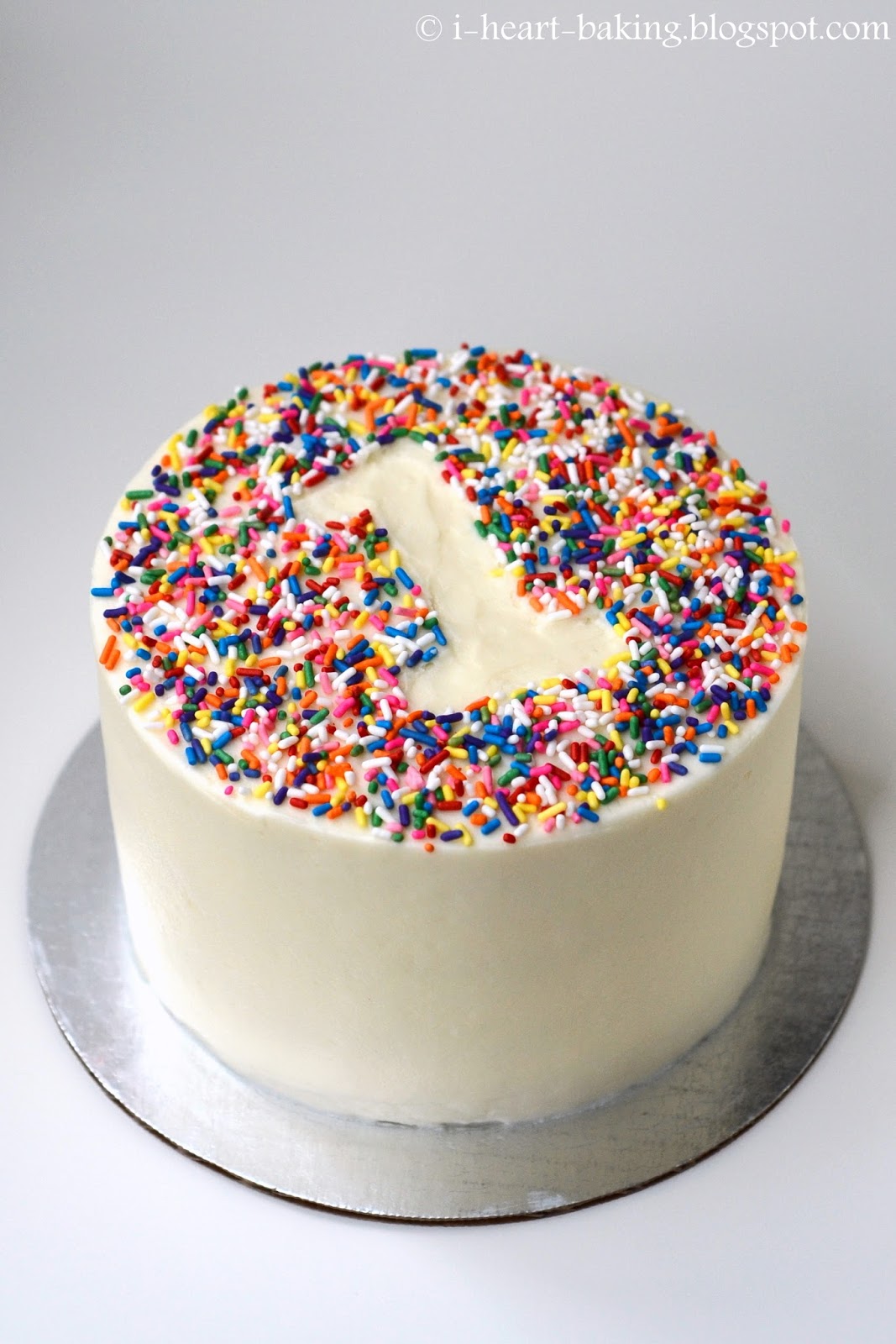 I Heart Baking Rainbow Sprinkle First Birthday Smash Cake
