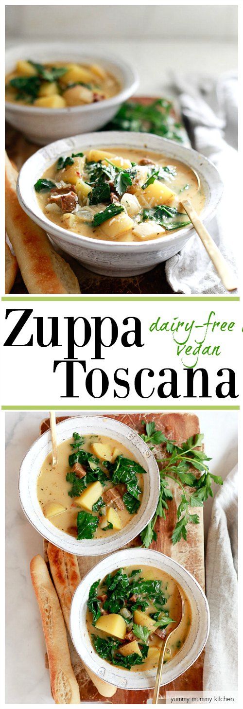 Zuppa Toscana is an easy one-pot dinner inspired by Olive Garden's famous recipe. This healthy version is #vegan #vegetarian and #diaryfree.