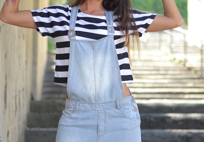 salopette con crop top