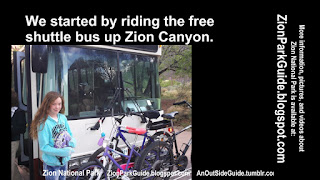 Zion National Park - Bike Riding Shuttle Bus - We start by riding the free shuttle bus up Zion Canyon