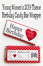 Wish the girls in your LDS Young Women group a happy birthday with these birthday candy bar wrappers. Wrappers feature the 2019 youth theme and are a great way to give the girls a card and a sweet treat in one.