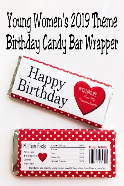 Wish the girls in your LDS Young Women group a happy birthday with these birthday candy bar wrappers. Wrappers feature the 2019 youth theme and are a great way to give the girls a card and a sweet treat in one.