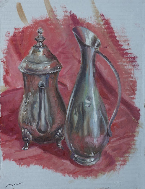 pewter objects painting