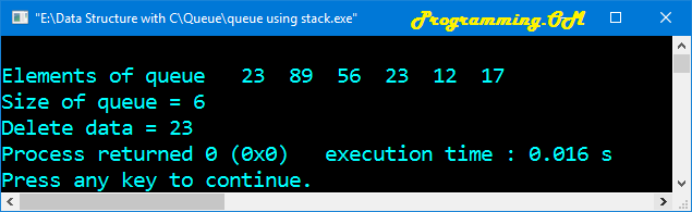 Program in C  to implement queue Using Structure.