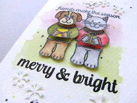 Sunny Studio Stamps: Merry Sentiments & Sending My Love Cat & Dog Christmas Card by Emily Leiphart.