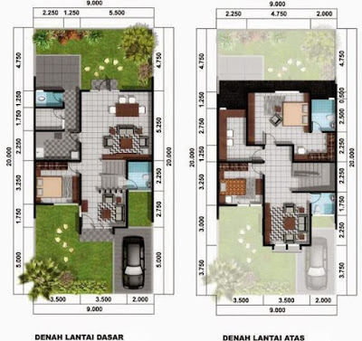 Denah Rumah Minimalis 2 Lantai Sederhana