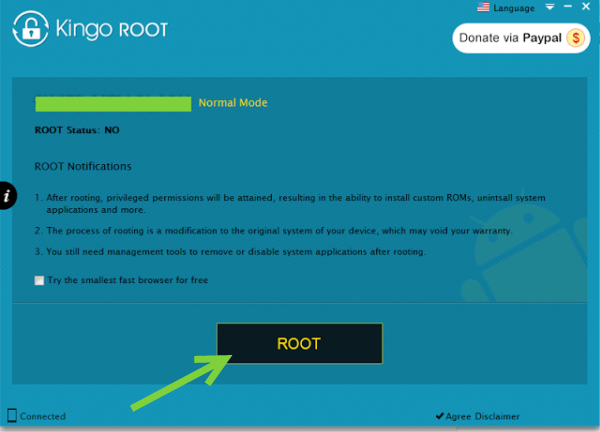 Click On Root Button 
