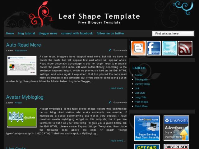 Leaf Shape Blogger Template