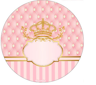 Corona Dorada en Fondo Rosa: Wrapper y Topper para Cupcakes para Imprimir Gratis