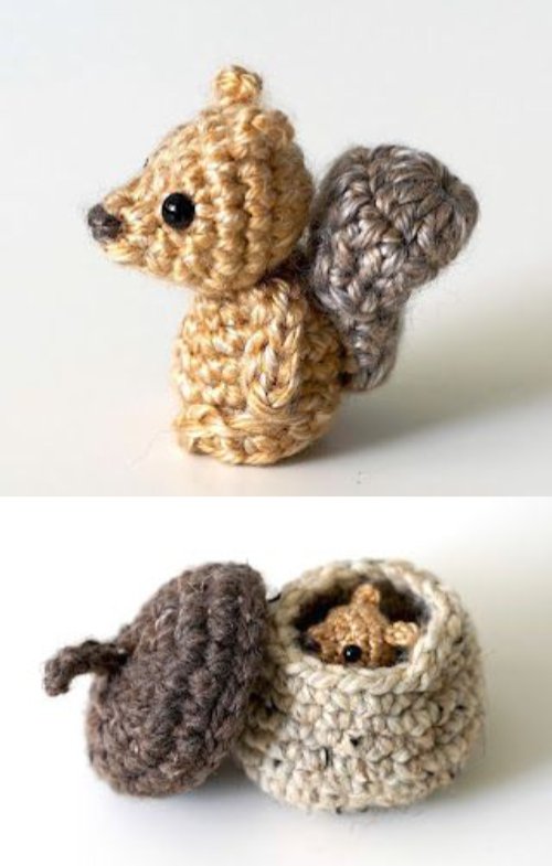 Baby Squirrel in Acorn - Free Amigurumi Crochet Pattern