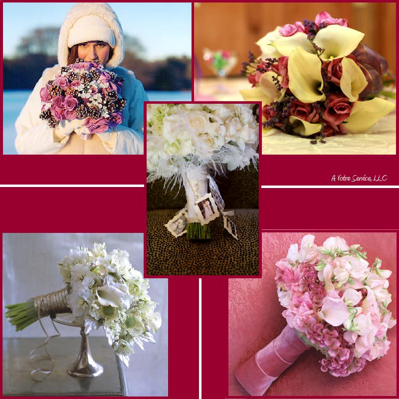  what a great excuse to harness a winter pallet for your bridal bouquet