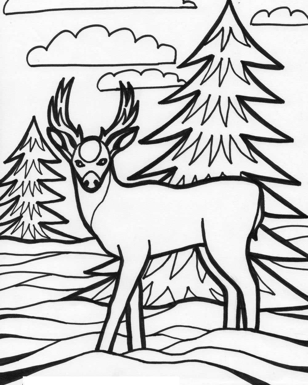 For Education New Animal Deer  Coloring  Pages 