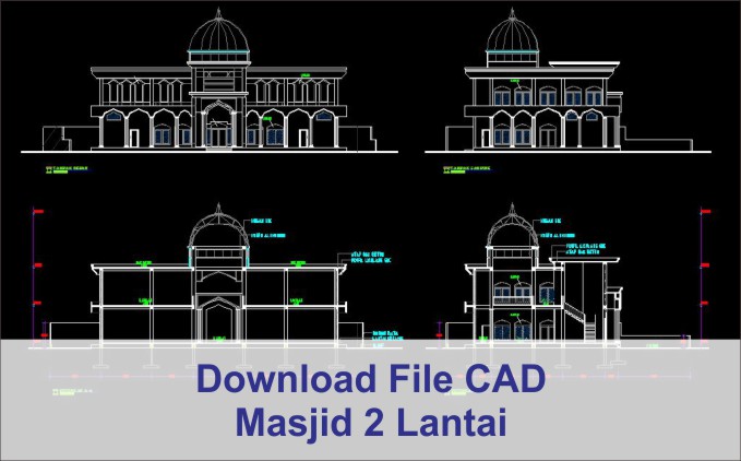 download Masjid 2 Lantai dwg AutoCad