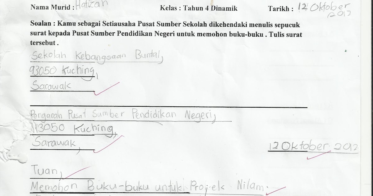 Coretan Cikgu Sal: Nota Dan Contoh Penulisan Surat Kiriman 