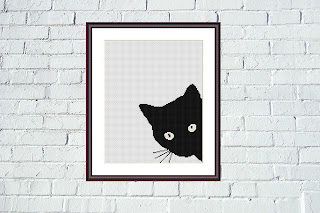 Black cat animal cross stitch pattern - Tango Stitch