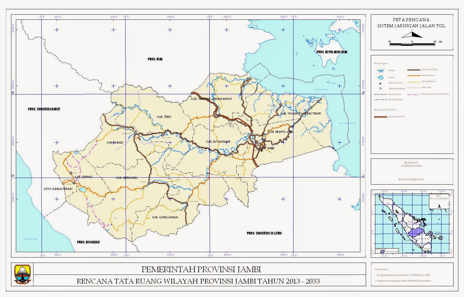PETA RENCANA SISTEM JARINGAN JALAN TOL PROPINSI JAMBI FORUM TATA RUANG