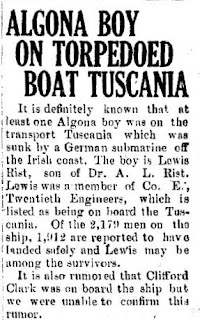 The Sinking of the Tuscania - Kossuth County History Buff