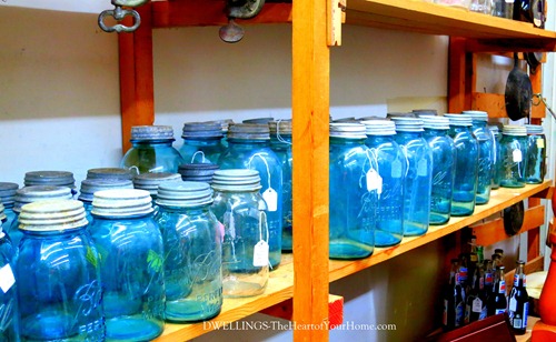 blue ball jars with galvanized lids