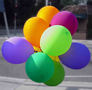bunch of colored balloons
