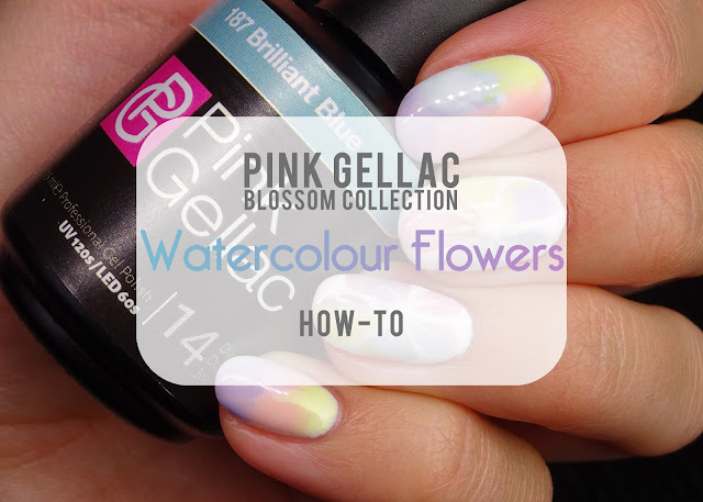 Pink Gellac Blossom Collection watercolour nail art