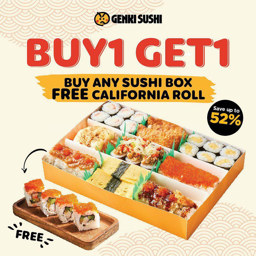 GENKI SUSHI Promo Beli Sushi Box GRATIS California Roll
