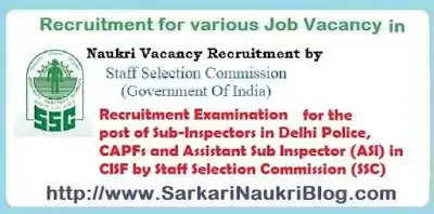 SSC Sub-Inspector Delhi Police CAPF Examination