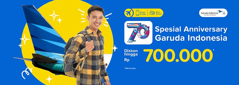 #Tiket - #Promo Diskon s.d 700 Ribu Tiket Pesawat GARUDA Spesial Ulang Tahun (HARI TERAKHIR)