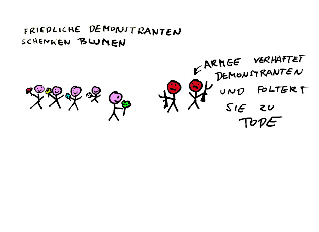 Dr. Kristian Stuhl 2012,  Demonstranten schenken Blumen, Das Klo spült alles fort, A4