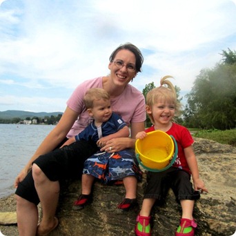 andrea and kids at lake