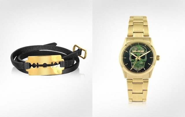 Alexander McQueen Razor Triple Leather Bracelet, Zadig &Voltaire Gold Steel Skull Watch