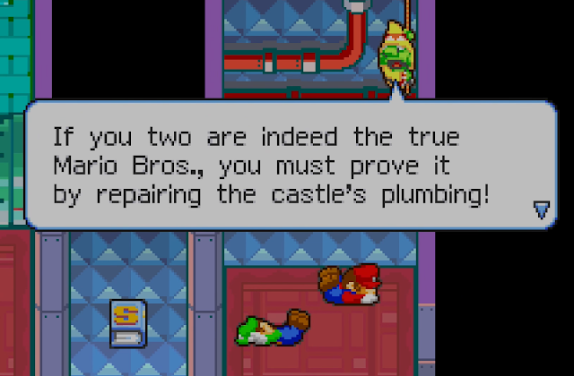 Mario & Luigi Superstar Saga Beanbean Castle Sewers repair the castle's plumbing plumbers fix pipes clogs