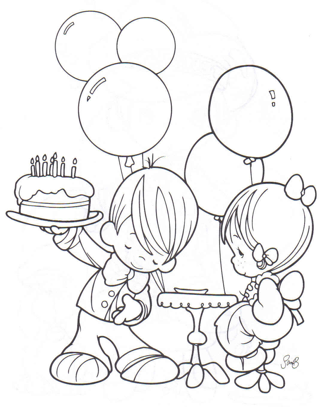 Birthday Party coloring pages precious moments