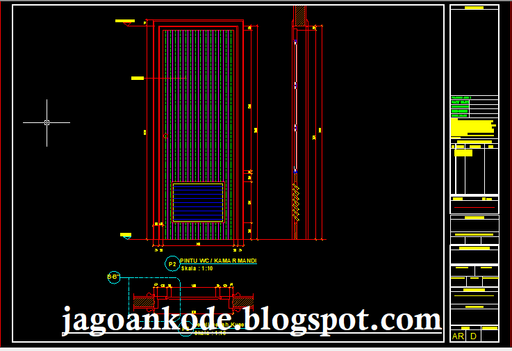 Detail Pintu  Kamar  Mandi Gambar Kerja Autocad File Dwg 