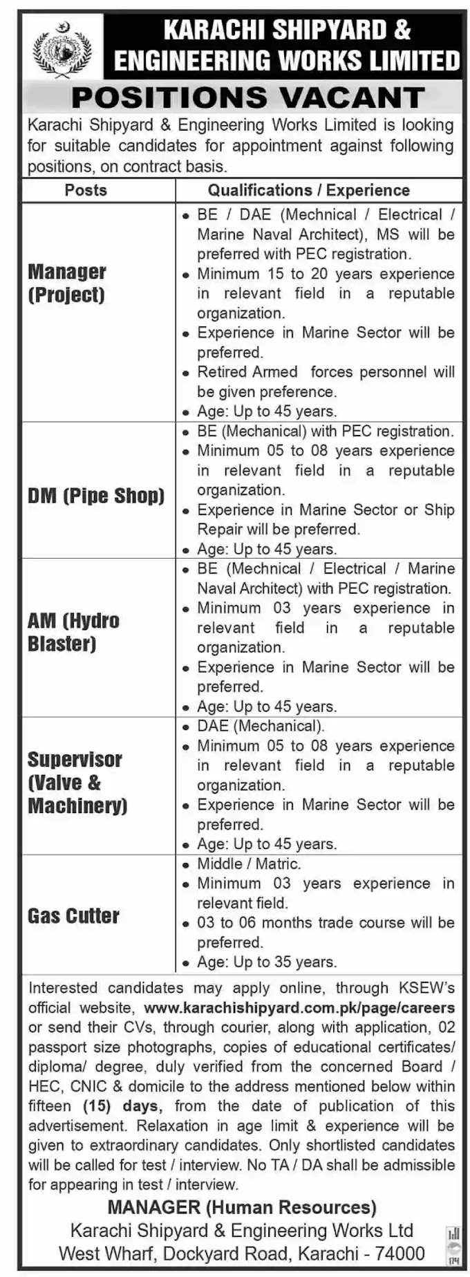 Latest Govt Jobs At Karachi Shipyard 2022 