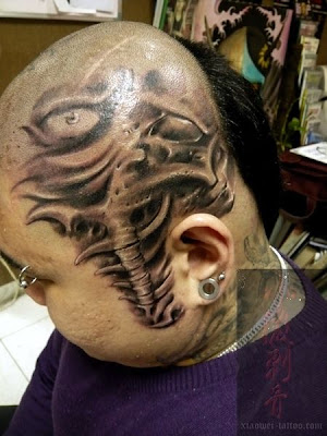 head tattoo design Very rare tattoo never seen a guy got fully inked on 