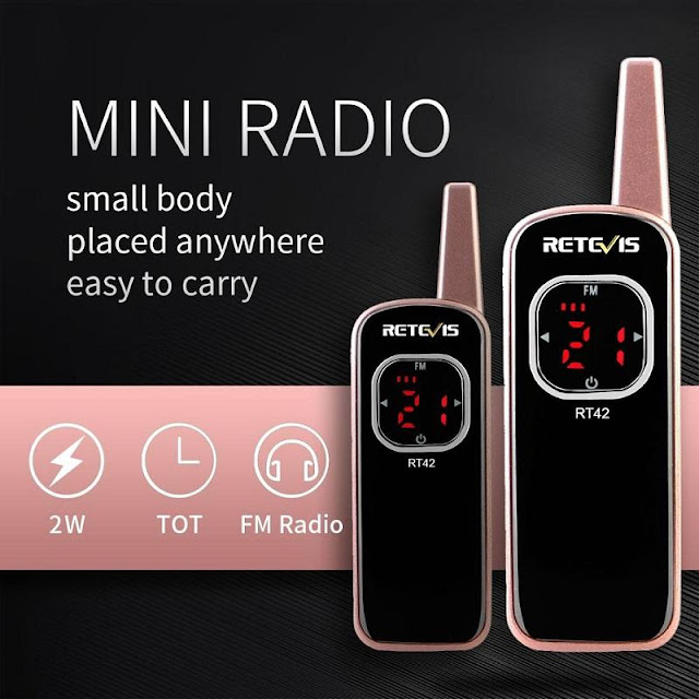 Retevis RT42 22CH Mini Walkie Talkie FRS FM Radio Rechargeable Portable Two Way Radio US Plug