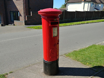 Photograph of Pillar box GR at the junction of Moffats Lane and Mymms Drive, Brookmans Park Image from the North Mymms History Project released under Creative Commons